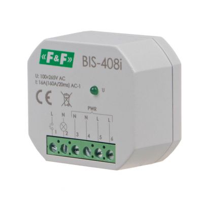 F&F Przekaźnik bistabilny  podtynkowy do podświetlanych przycisków z przekaźnikiem inrush 160A/20ms BIS-408-LED (BIS-408-LED)
